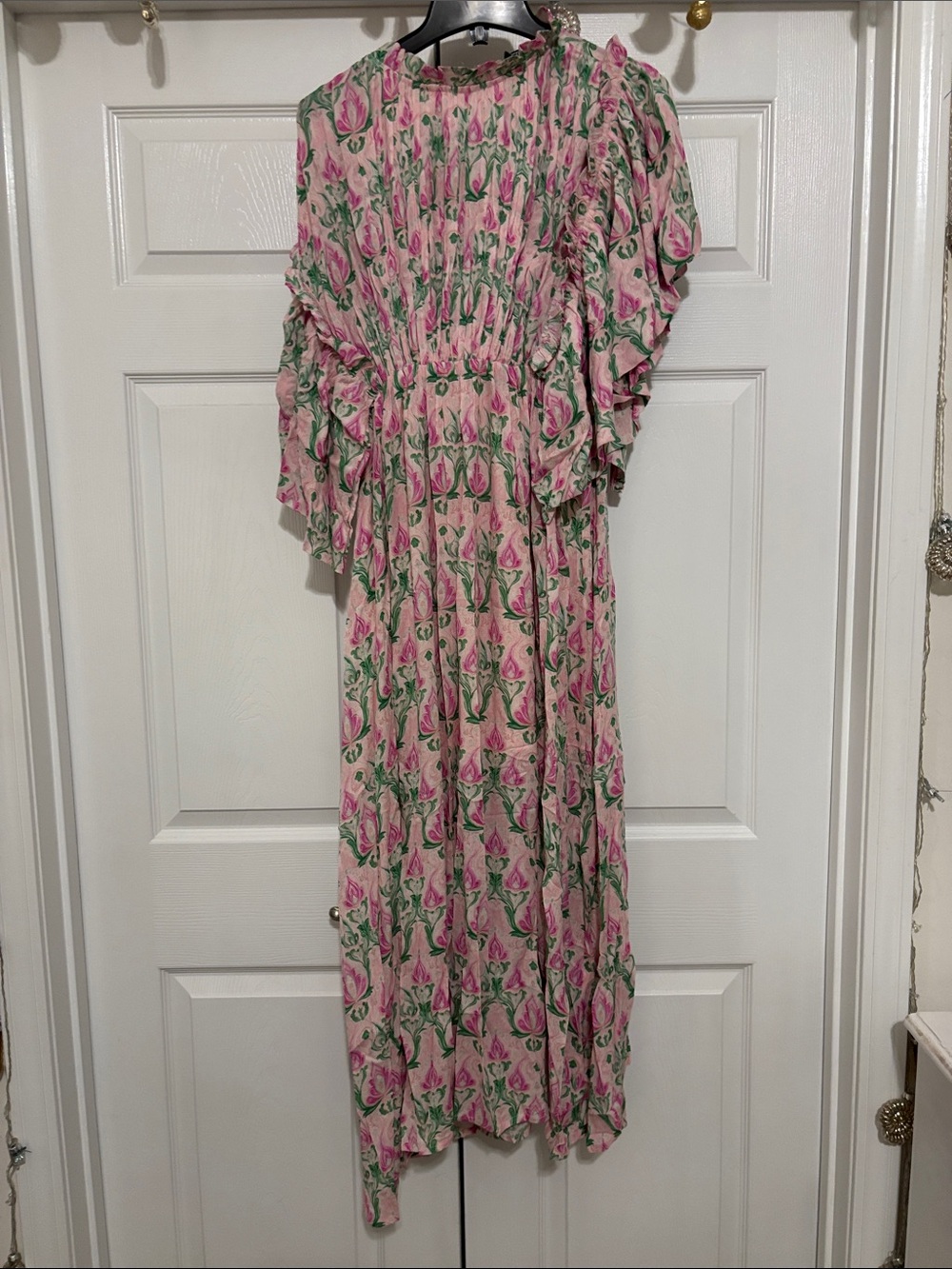 Pink & Green Floral Maxi Dress